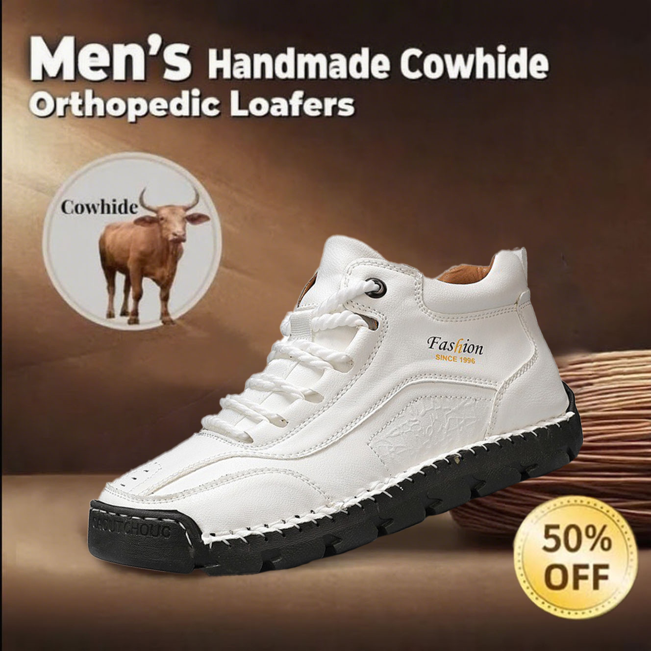 🔥Today 60% off🔥Men's handmade genuine leather soft-soled orthopedic shoes with arch support.