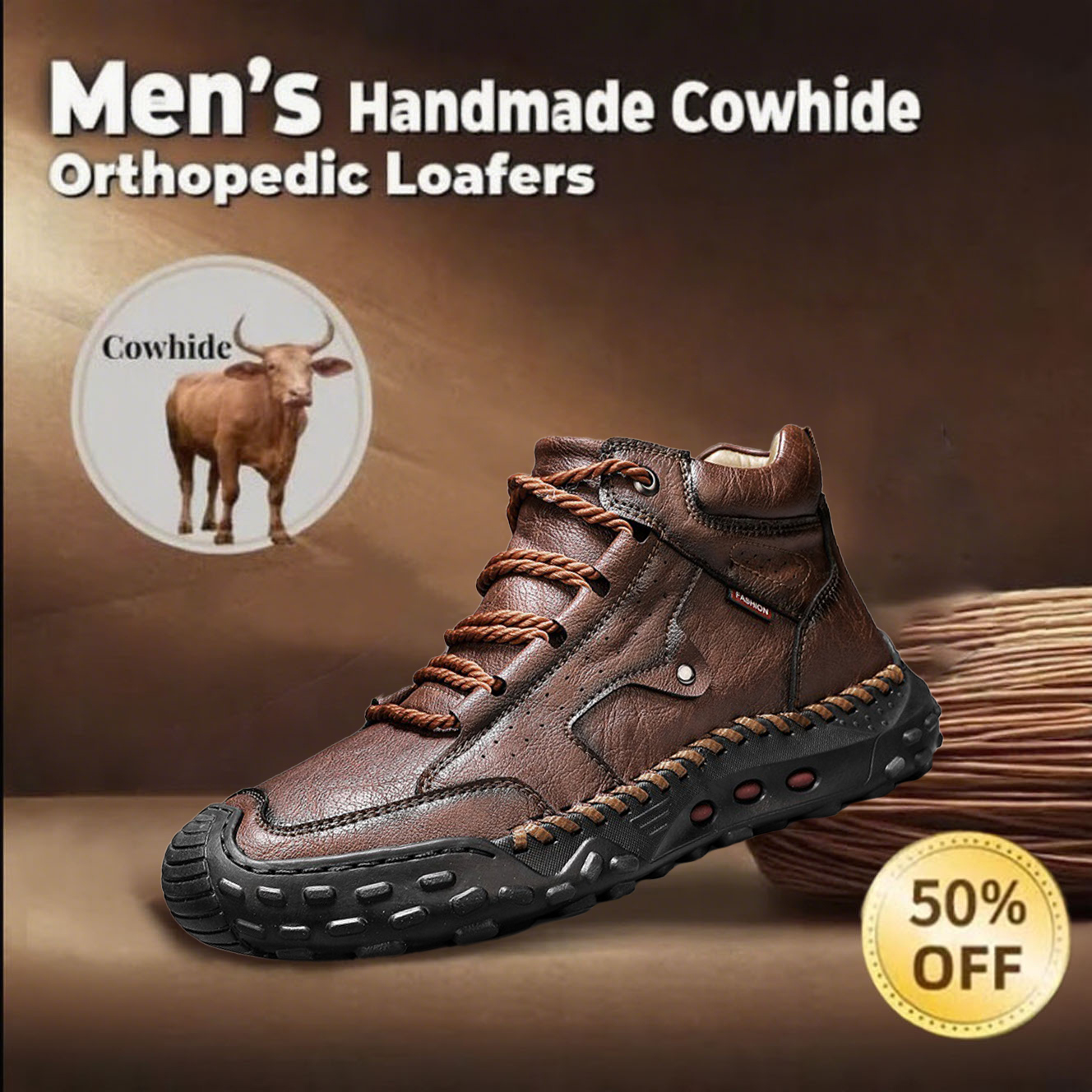 🔥Hot-selling recommendations 65% off today only🔥Men's genuine leather handmade nylon non-slip orthopedic shoes