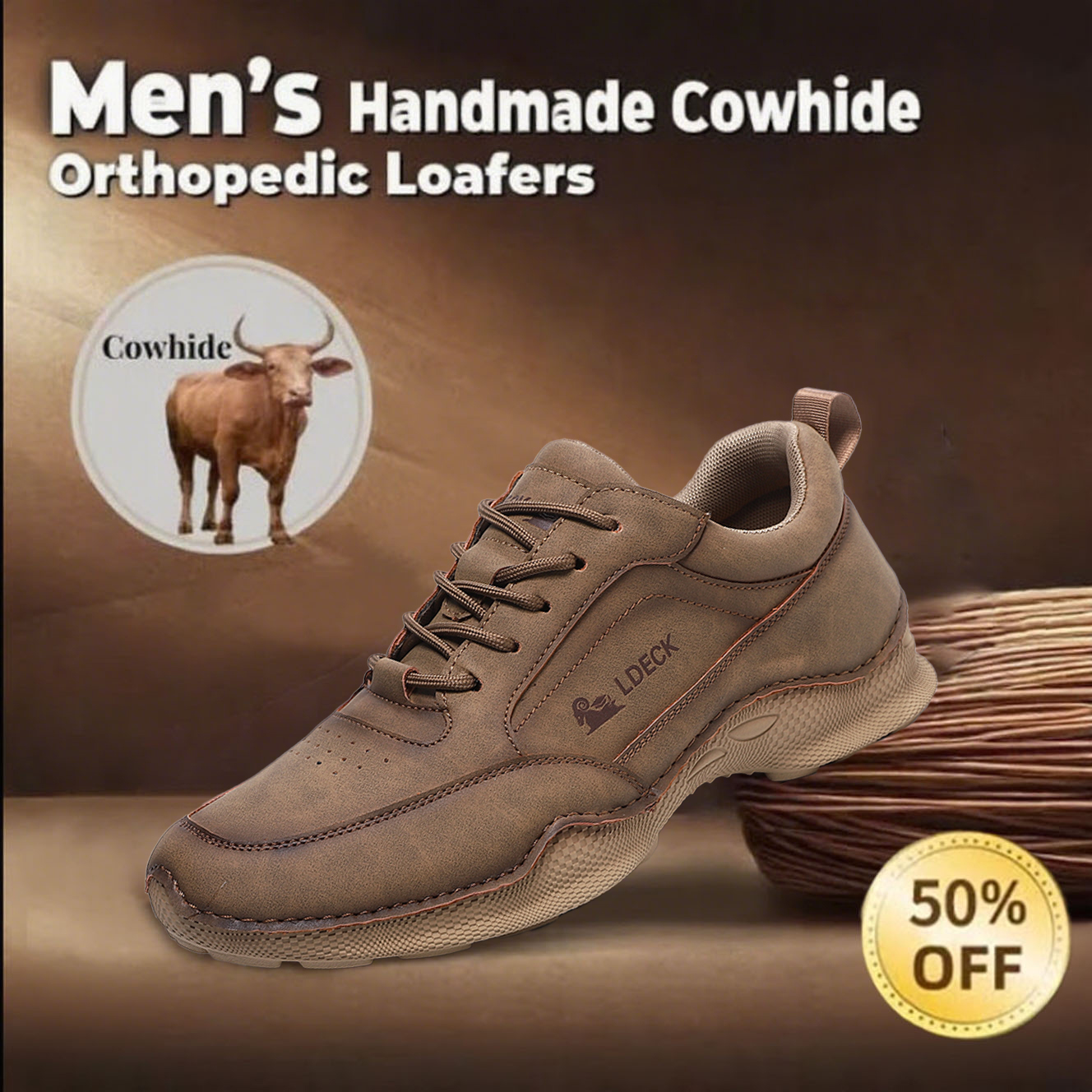 ⏰ 65% off -Men's handmade genuine leather slip-on outdoor flat orthopedic loafers