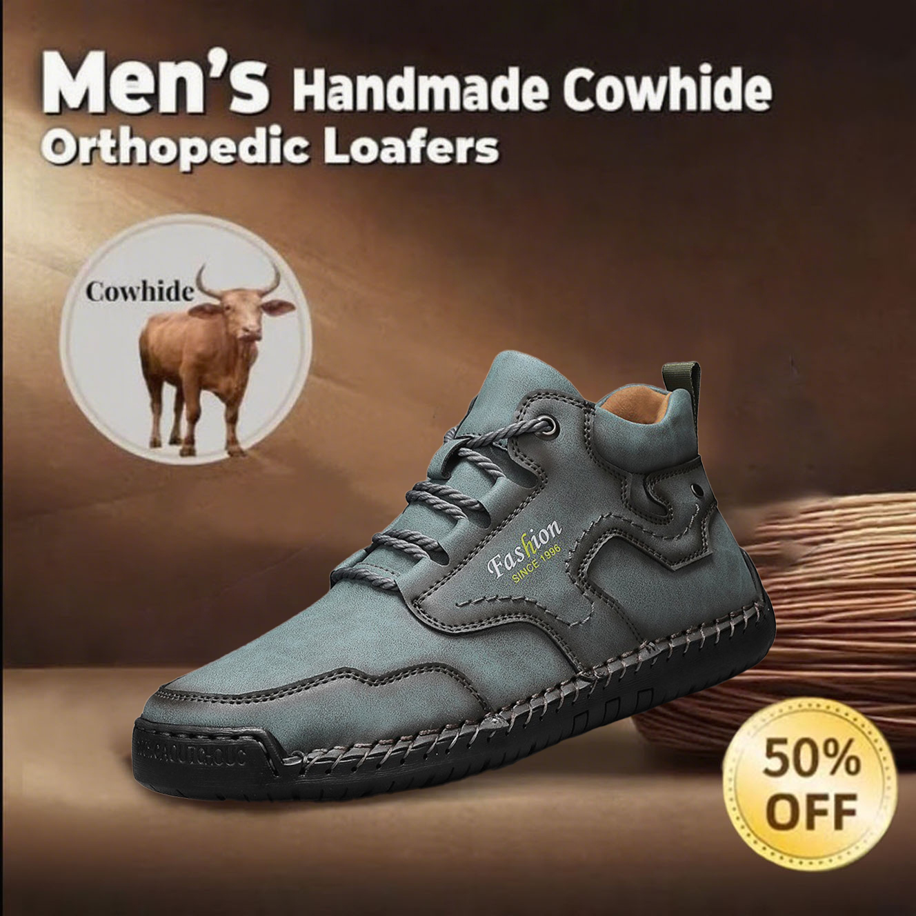 🔥Last day 40% off discount🔥-Men's genuine leather waterproof and non-slip fashionable orthopedic shoes with arch support