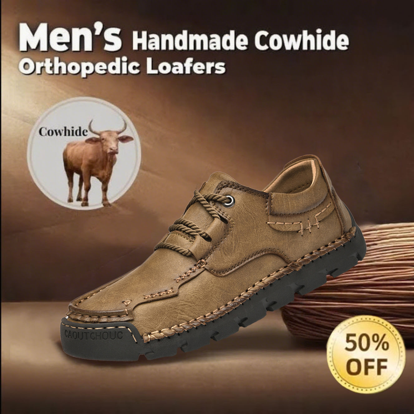 🔥Hot-selling recommendations🔥⏰ The lowest discount in history 50% off-Men's new handmade genuine leather orthopedic shoes with arch support