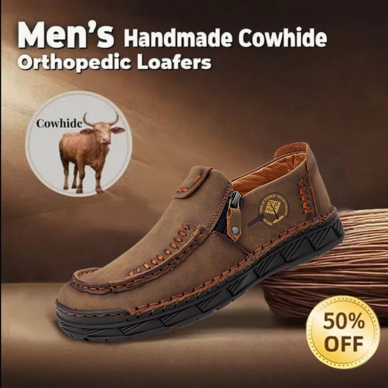 🔥HOT SALE🎁--60% OFF 🎉Men's casual leather orthotic loafers with arch support