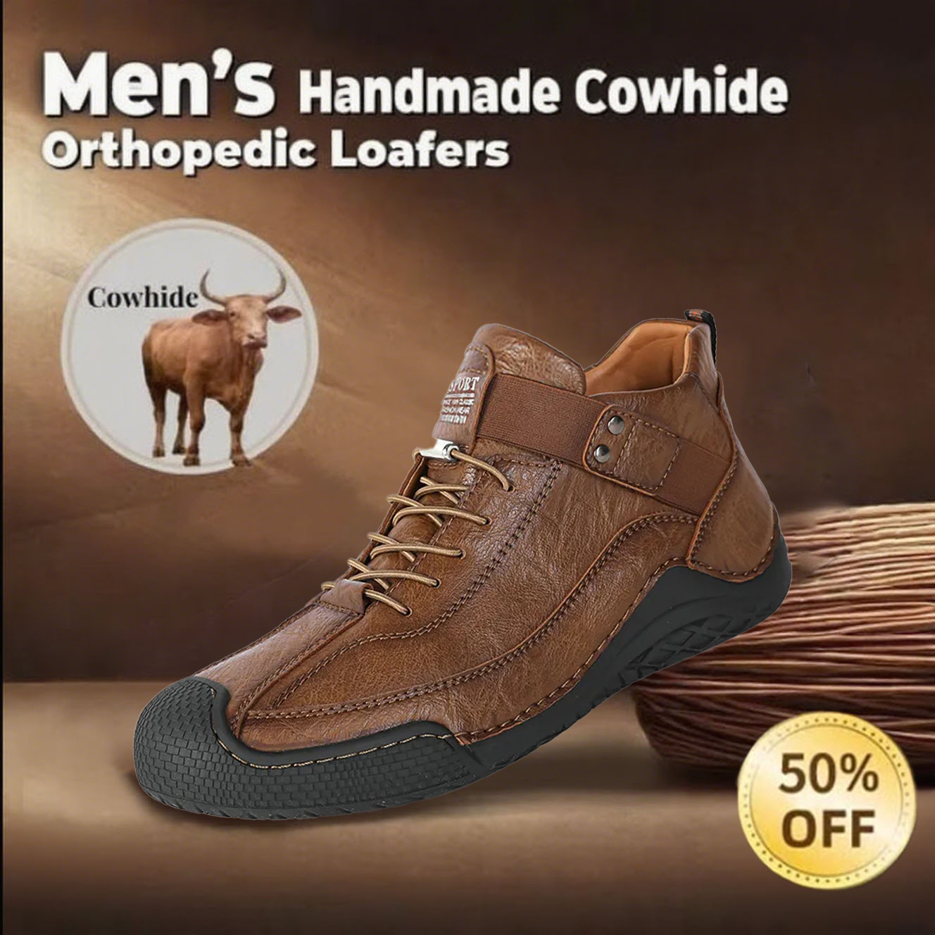 Last Day 50% OFF🔥Men's handmade British orthopedic shoes with arch support to relieve foot pain