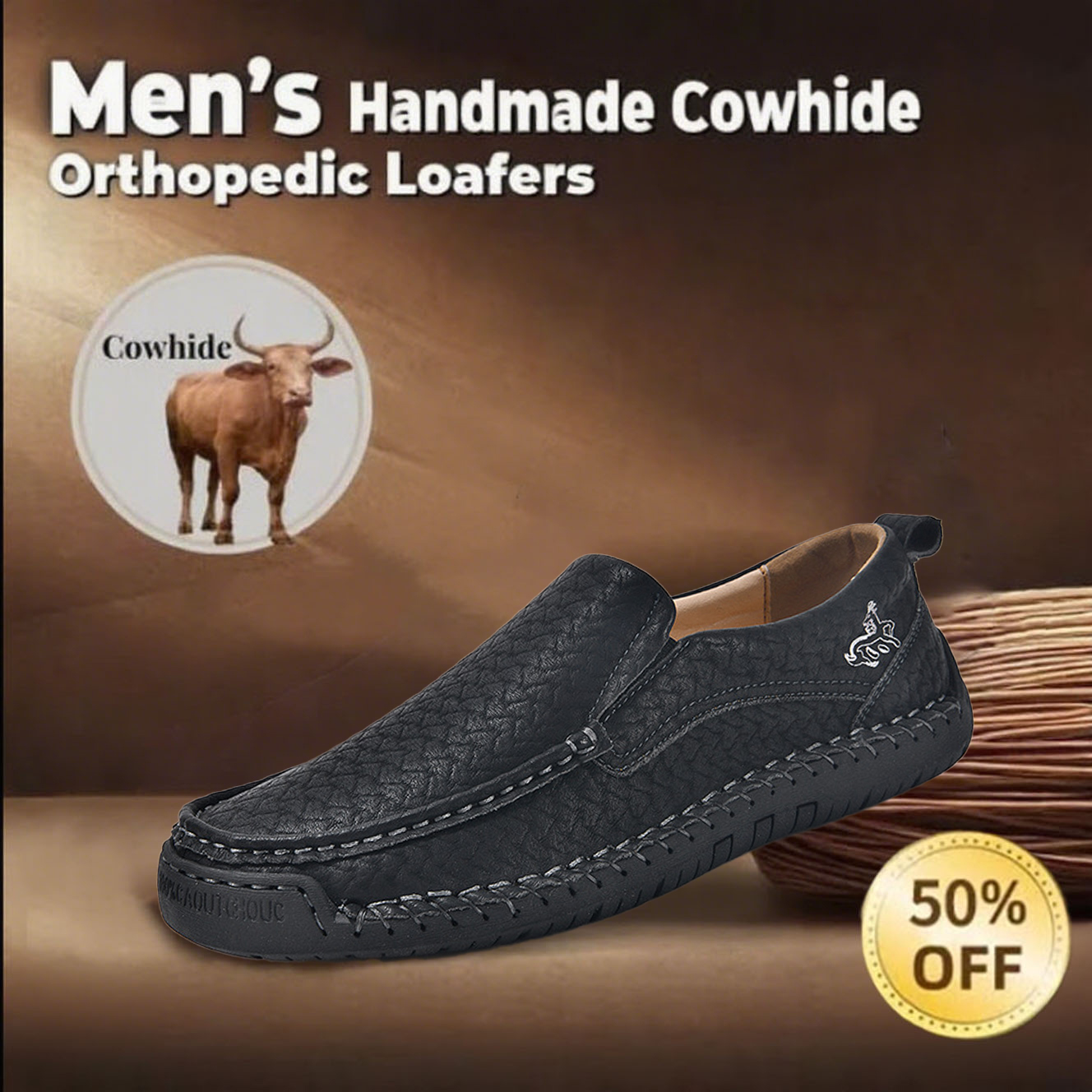 🔥Last day 50% off 🔥Men's handmade comfortable orthopedic non-slip loafers