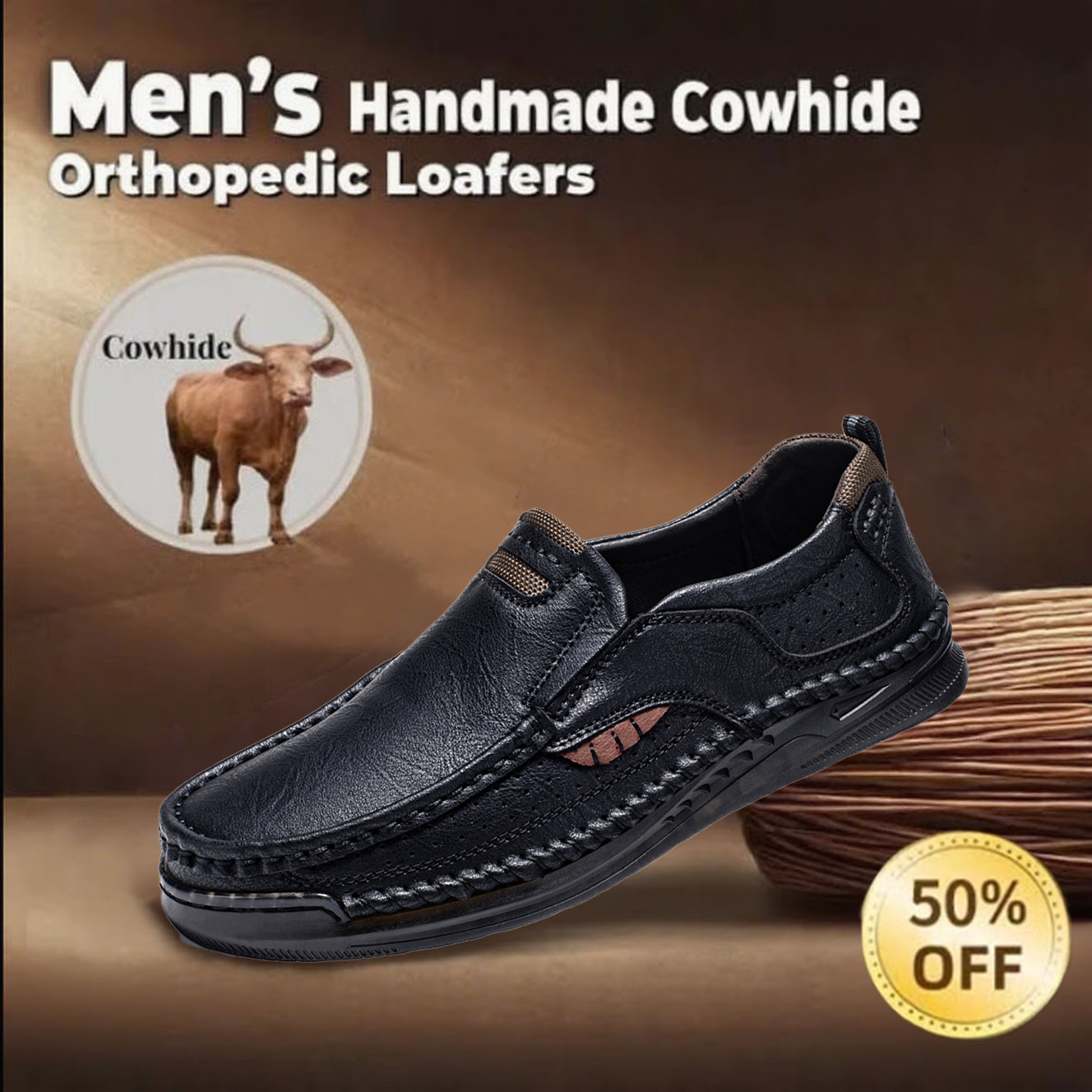 🔥Hot-selling recommendations 70% off today only🔥Men's fashionable waterproof orthotic shoes, freeing you from pain when walking and standing