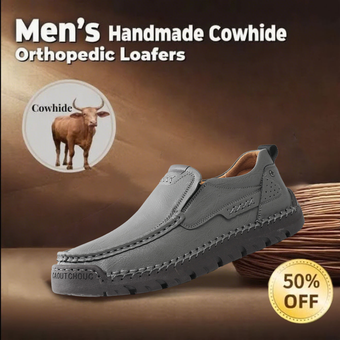 Hot-selling recommendations 50% off today only🔥Men's premium genuine leather slip-on loafers, with arch support and a wide toe design.