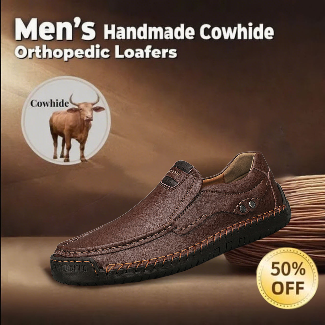 ⏰ 70% off - 🔥 Men's Handmade Genuine Leather Slip-On Loafers