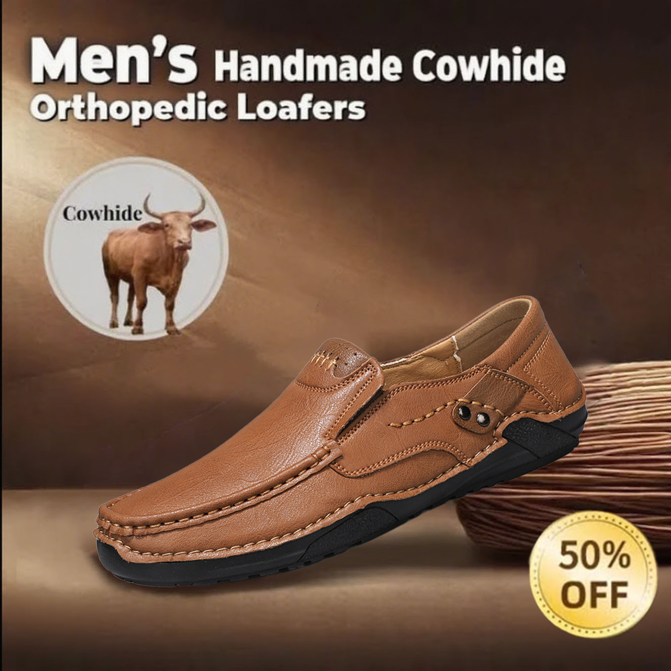 ⏰ 70% off - 2025 Newest 🔥 Men's Handmade Genuine Leather Slip-On Loafers