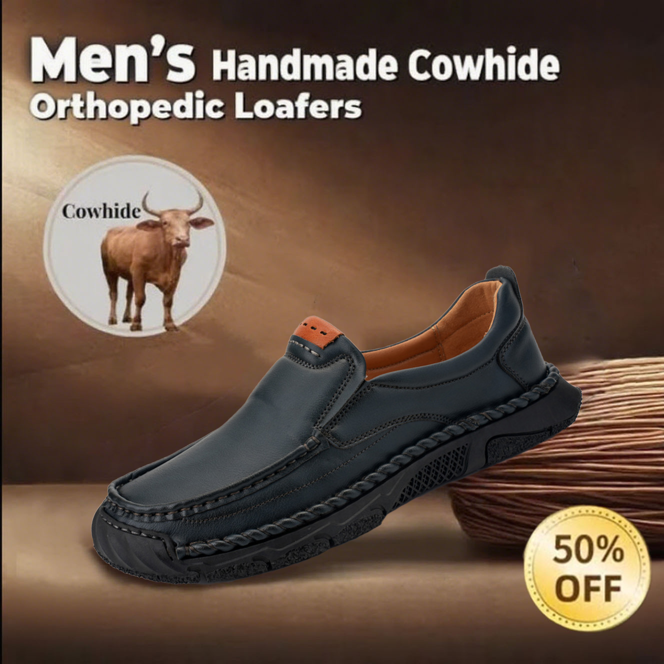 🔥Hot Sale🎉Handmade soft-soled orthotic shoes for men