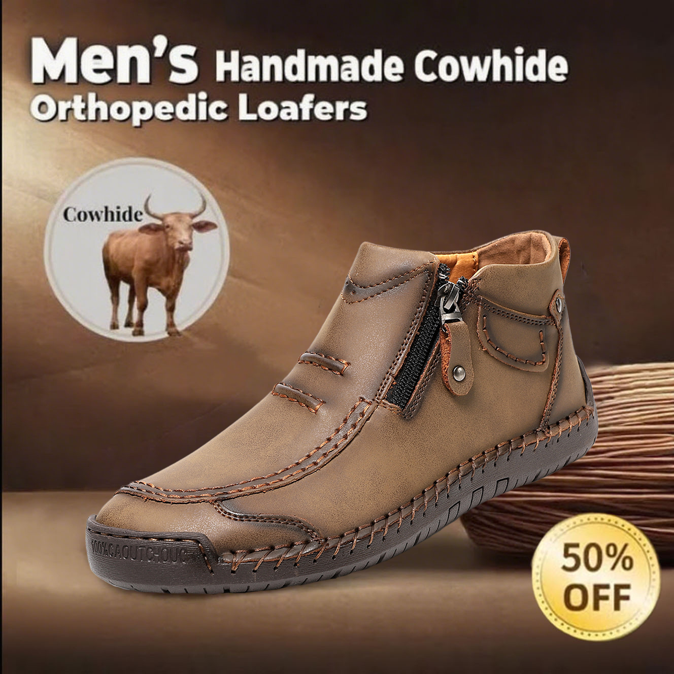 🔥Today 55% off🔥Men's handcrafted genuine leather orthotic shoes to improve posture and relieve foot pain.