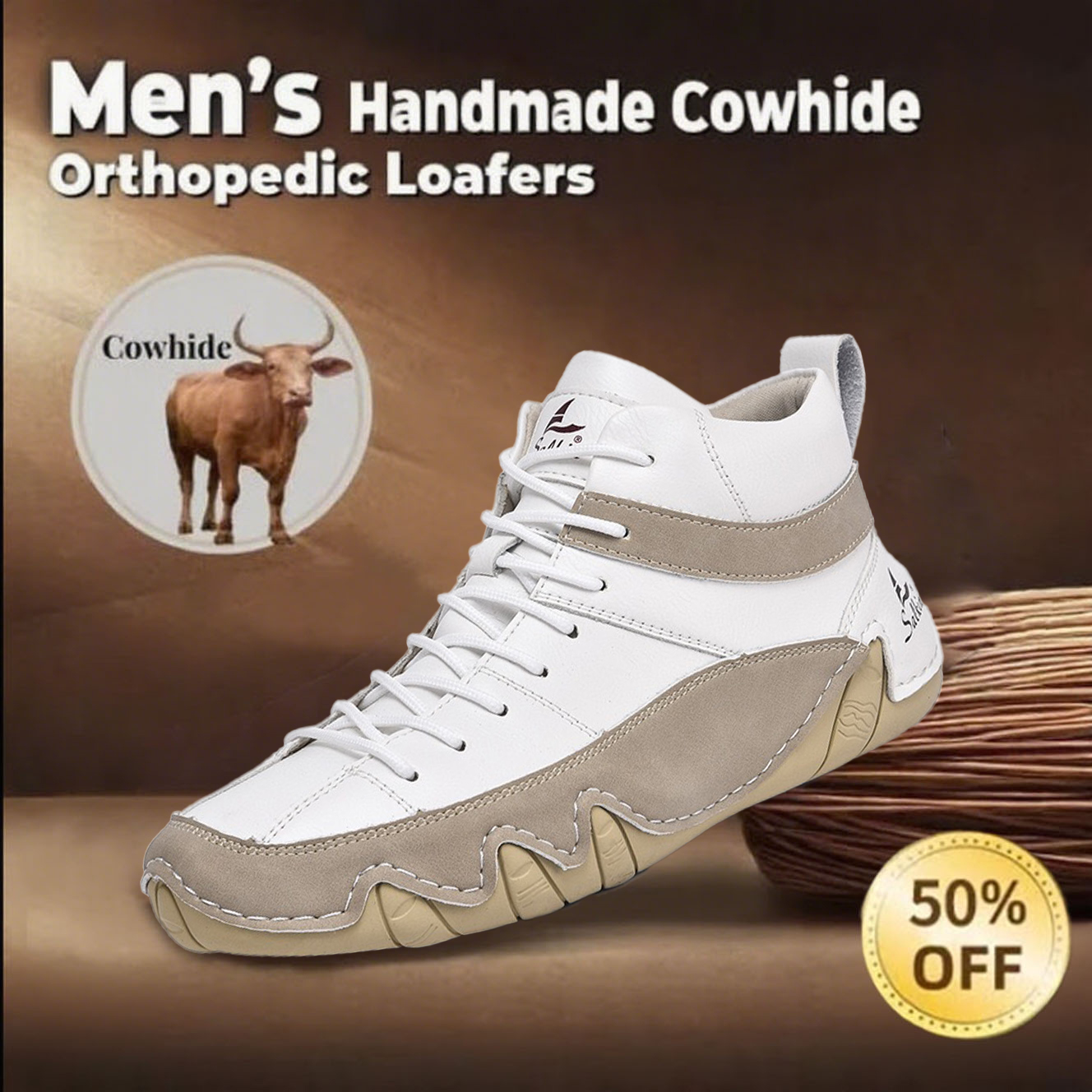 Last day 50% off 🔥Men's handmade orthopedic loafers