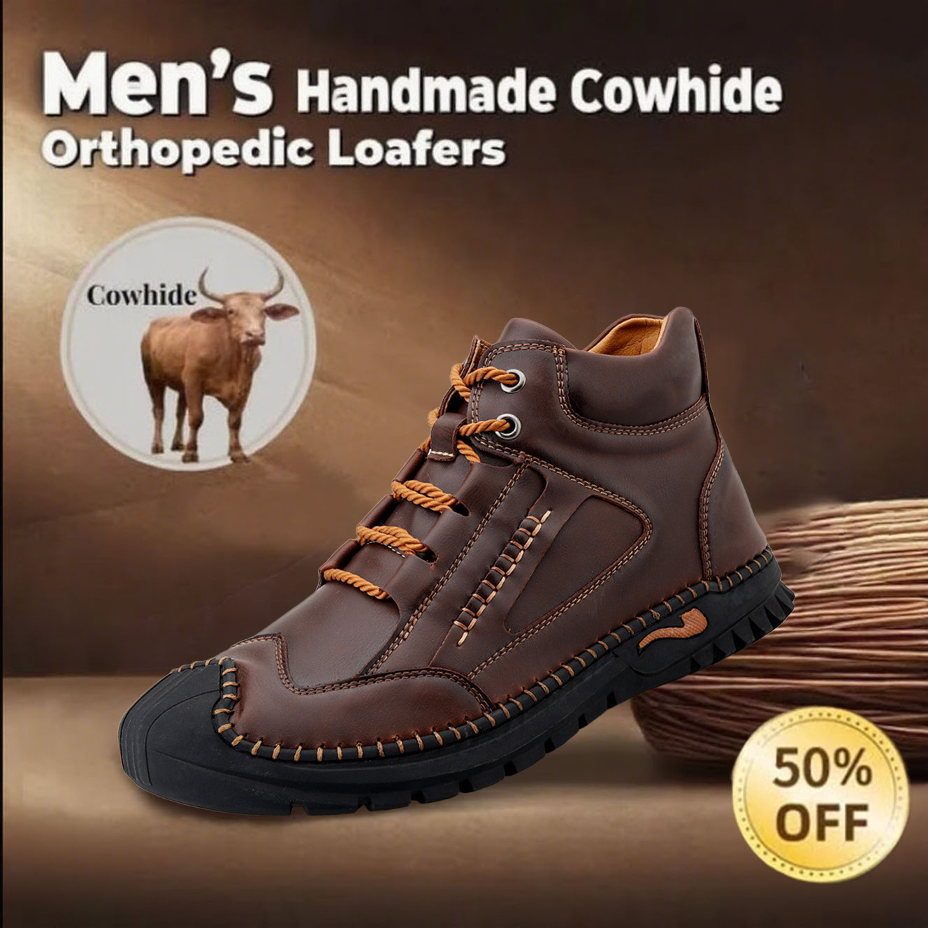 ⏰Today 65% off-Men's handmade leather British style Collision Avoidance orthopedic thick-soled shoes