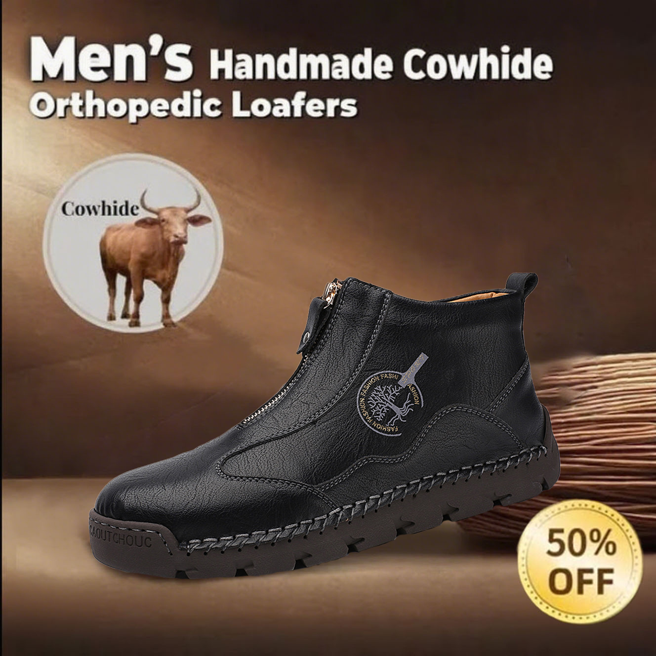 ⏰ 65% off -Men's British-style handcrafted orthotic shoes, made of genuine cowhide, with arch support.