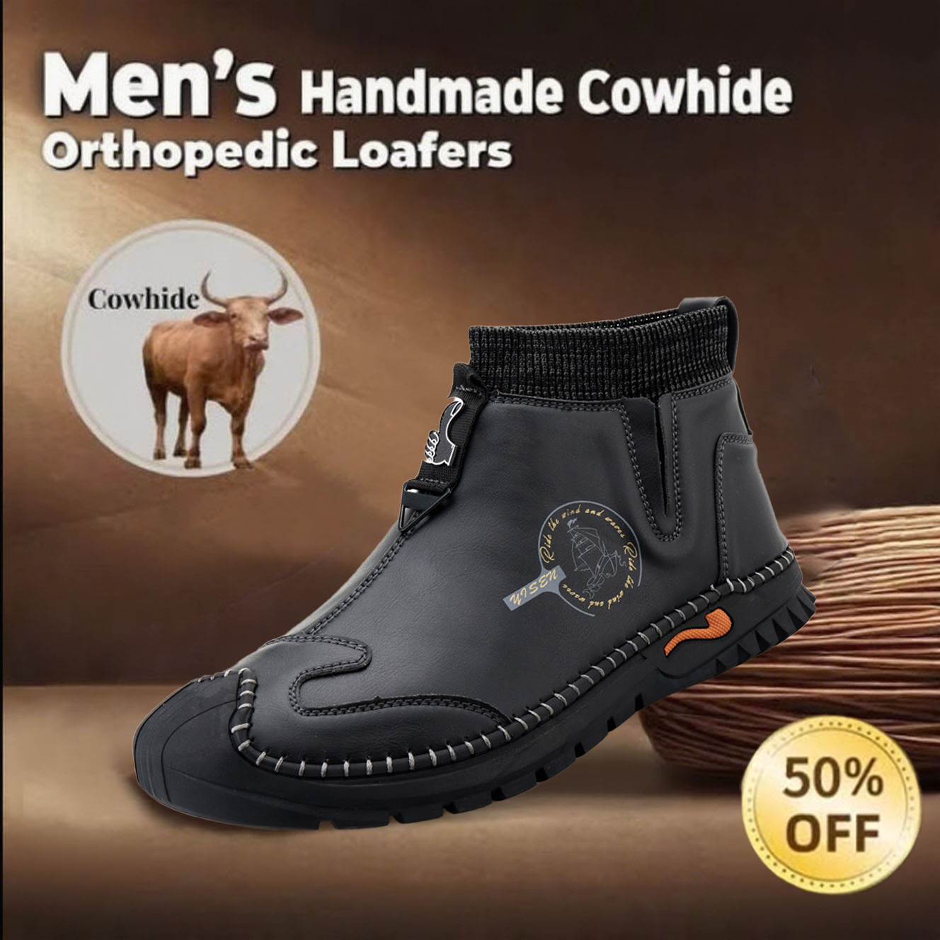 ⏰Limited Time Sale 70% OFF-Men's hand-stitched slip-on shoes with orthotic function.