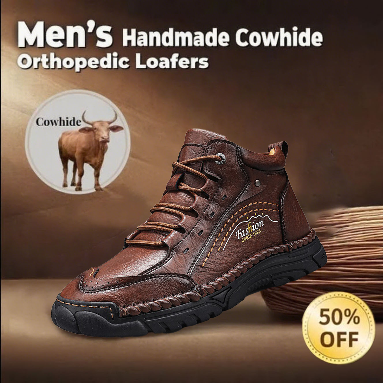 🔥Limited-time offer: 65% off-Men's handmade non-slip orthopedic leather shoes, designed to improve posture and relieve foot pain.