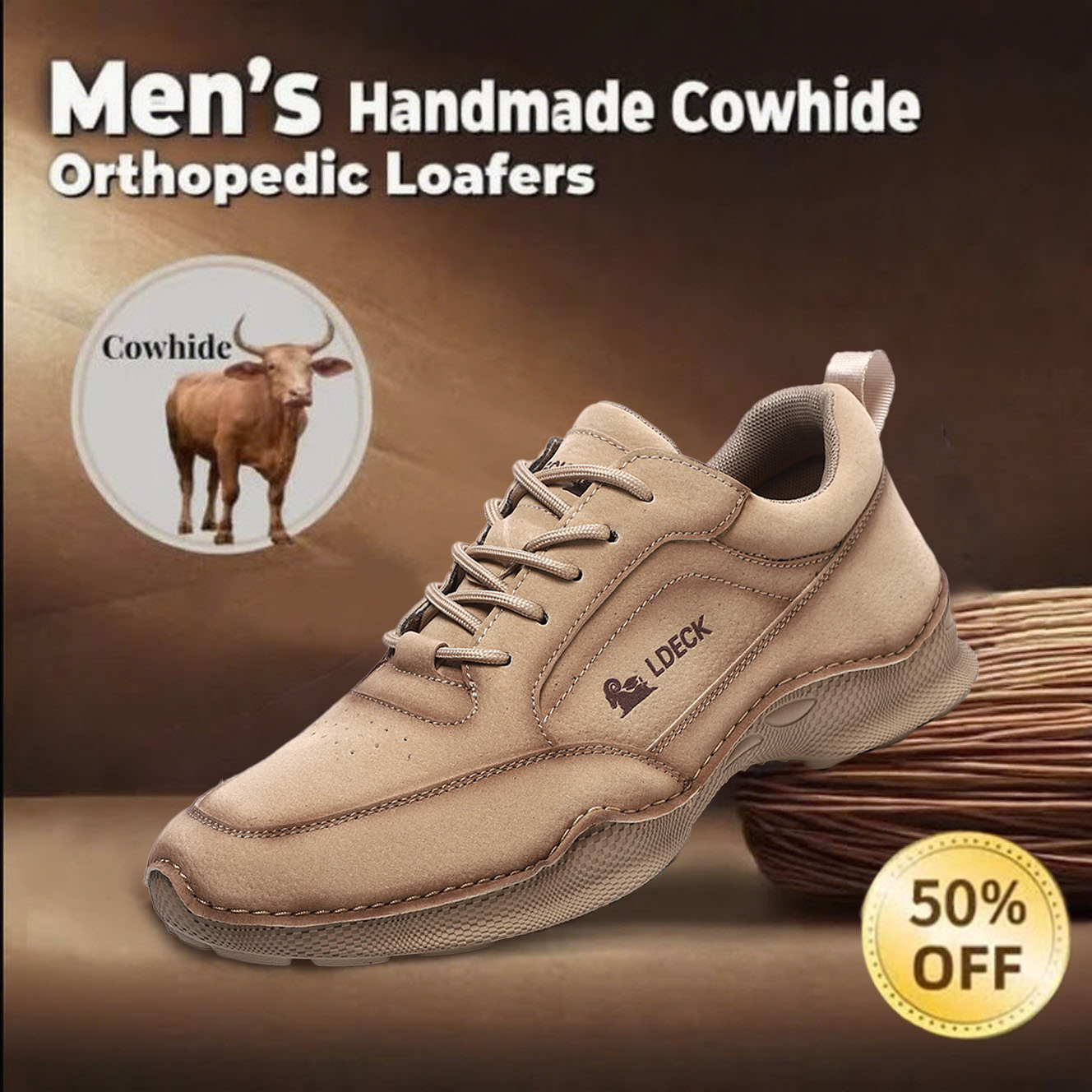 ⏰ 65% off -Men's handmade genuine leather slip-on outdoor flat orthopedic loafers