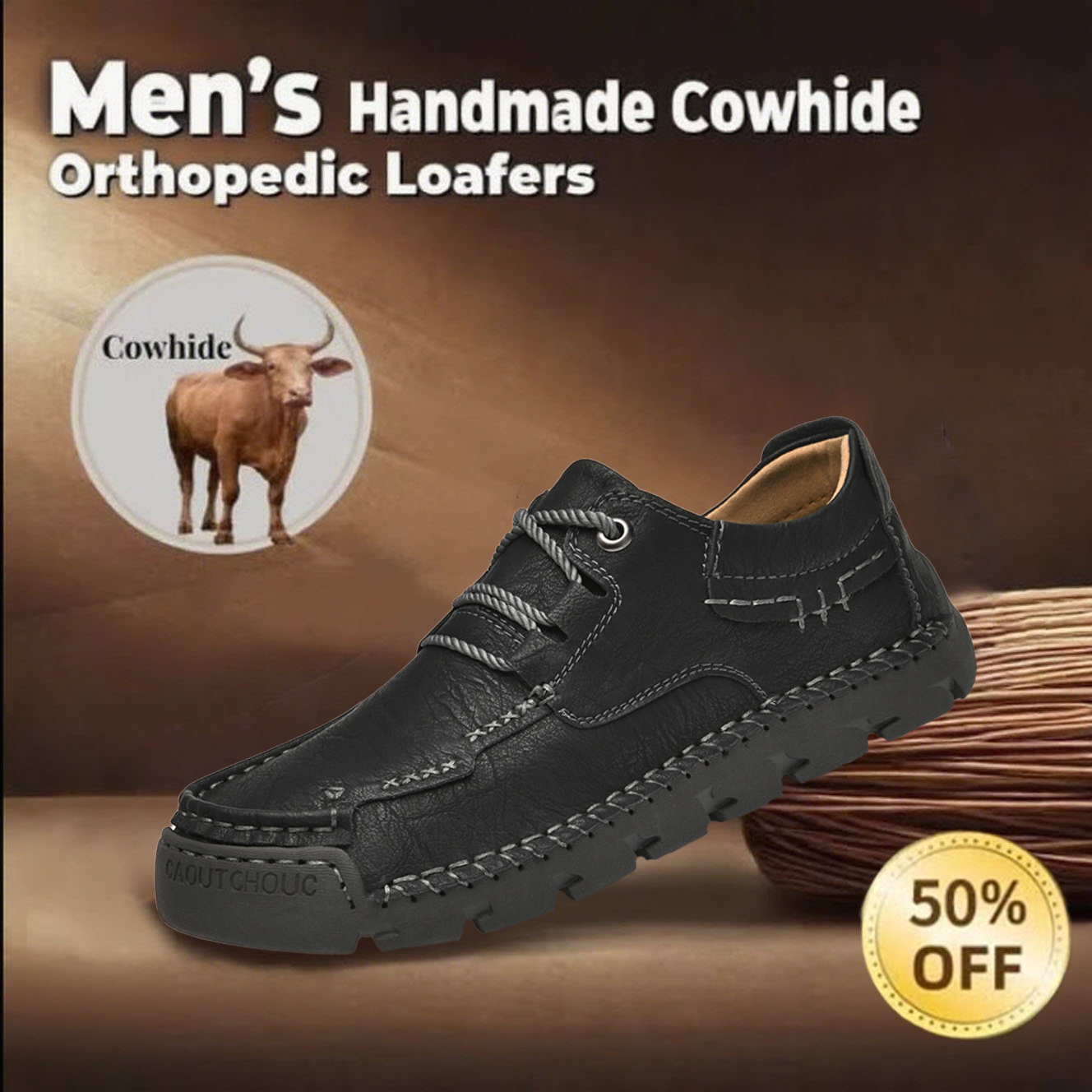 🔥Hot-selling recommendations🔥⏰ The lowest discount in history 50% off-Men's new handmade genuine leather orthopedic shoes with arch support