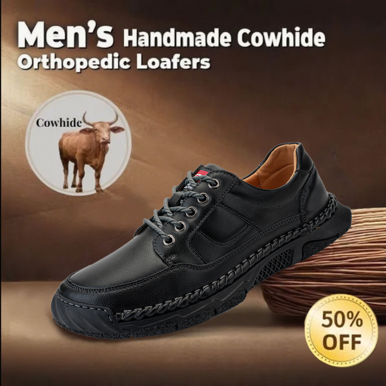 🔥Hot Sale🎉Men's handmade genuine leather soft-soled orthopedic loafers