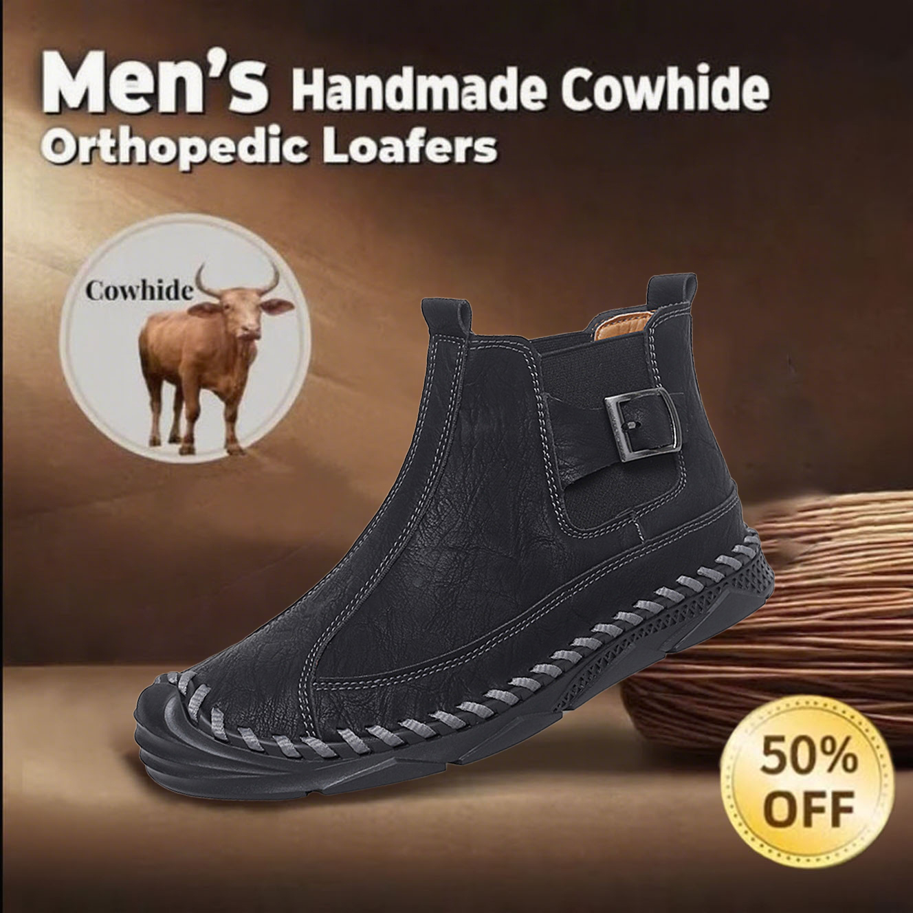 🔥 60% OFF Today Only 🔥Men's orthopedic comfortable slip-on handmade walking shoes