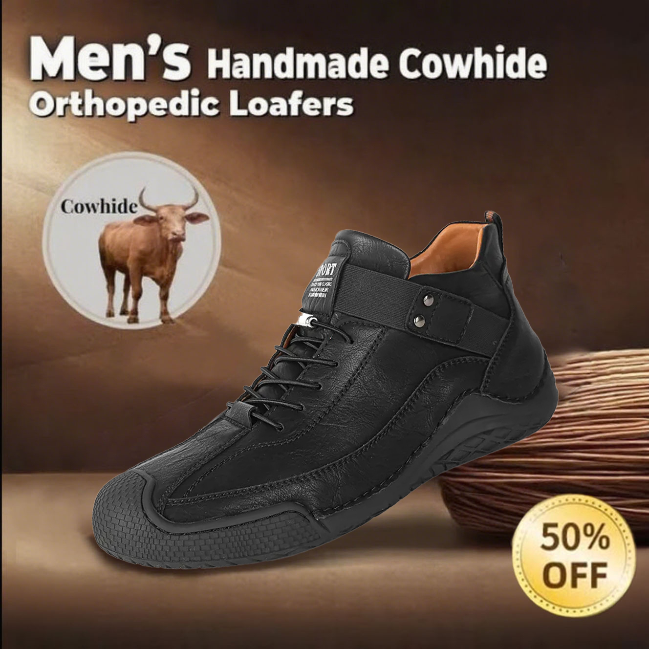 Last Day 50% OFF🔥Men's handmade British orthopedic shoes with arch support to relieve foot pain
