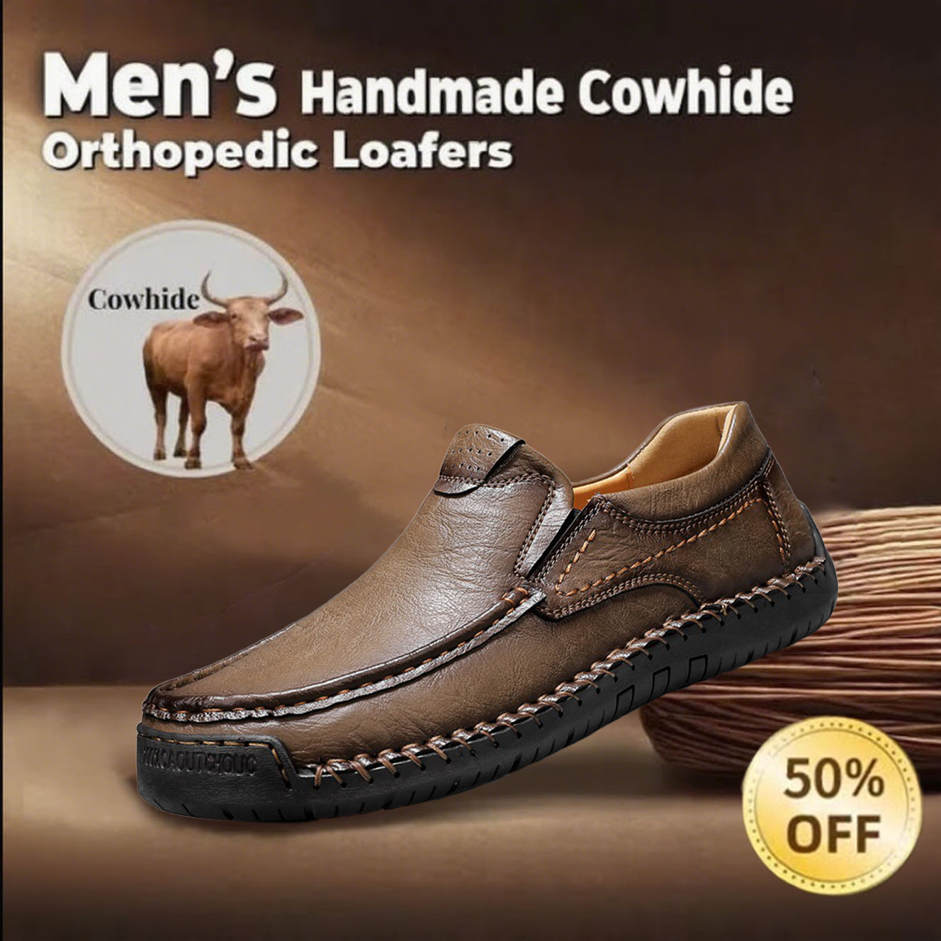 🔥Last day 50% off 🔥Men's handmade genuine leather orthotic shoes