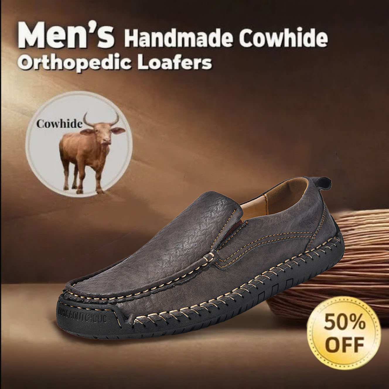 🔥Last day 50% off 🔥Men's handmade comfortable orthopedic non-slip loafers