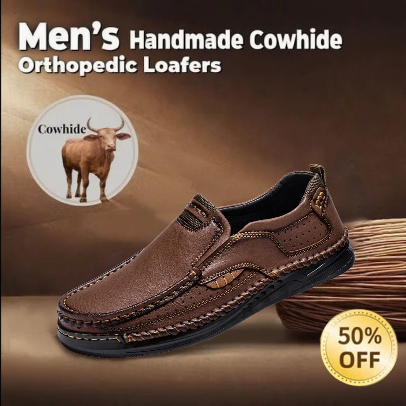 🔥Hot-selling recommendations 70% off today only🔥Men's fashionable waterproof orthotic shoes, freeing you from pain when walking and standing
