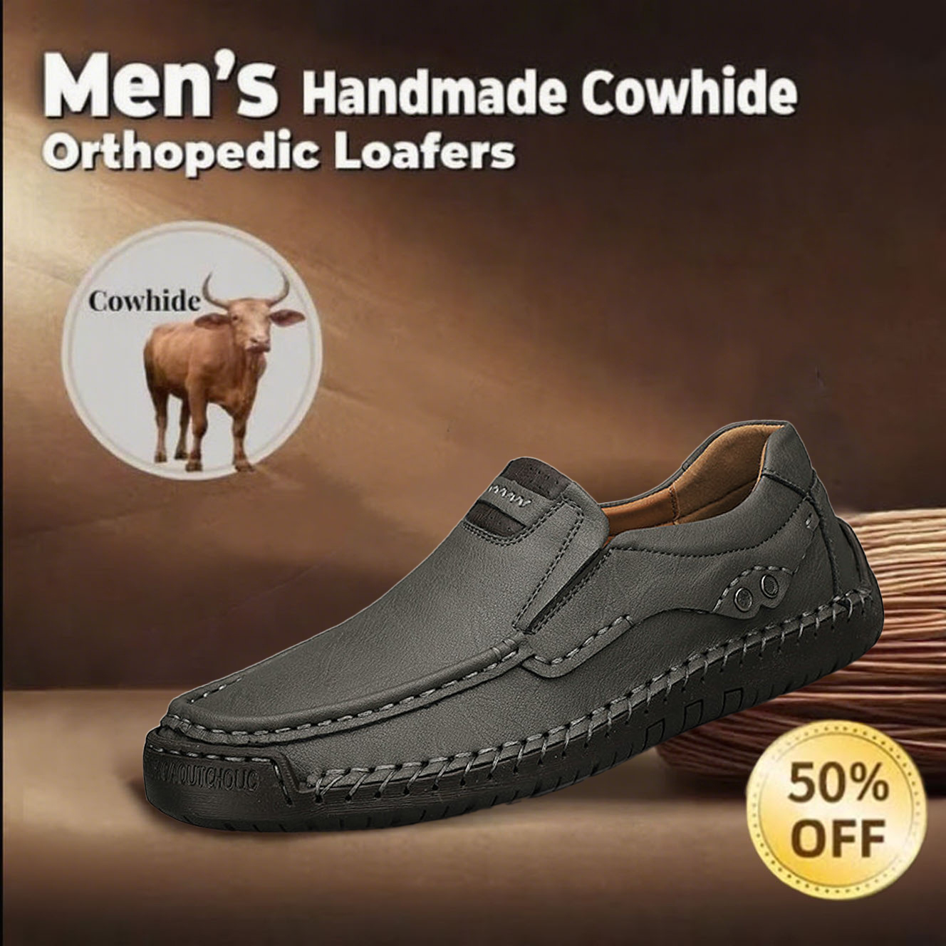 ⏰ 70% off - 🔥 Men's Handmade Genuine Leather Slip-On Loafers