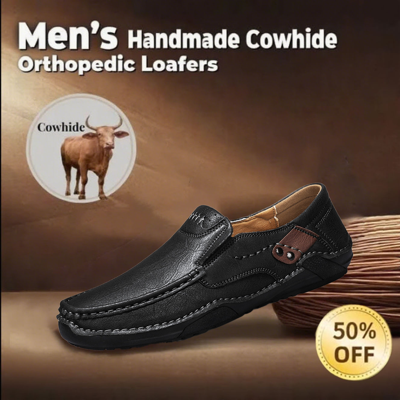 ⏰ 70% off - 2025 Newest 🔥 Men's Handmade Genuine Leather Slip-On Loafers