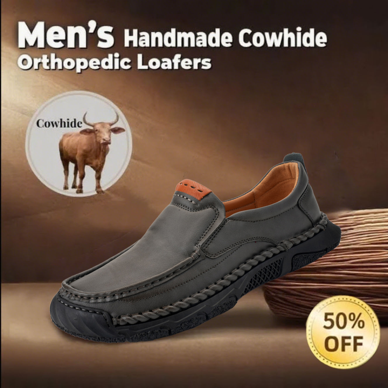 🔥Hot Sale🎉Handmade soft-soled orthotic shoes for men