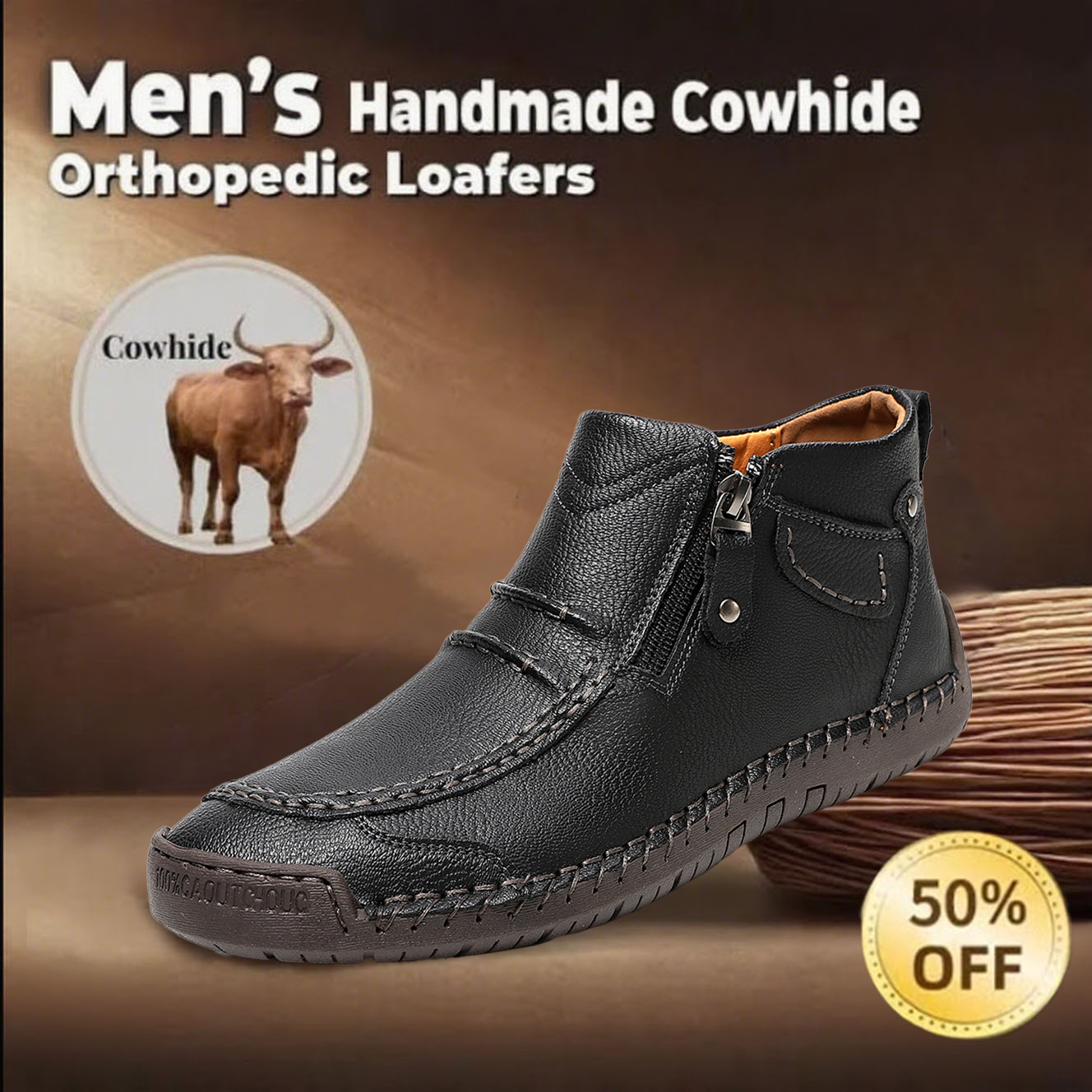 🔥Today 55% off🔥Men's handcrafted genuine leather orthotic shoes to improve posture and relieve foot pain.
