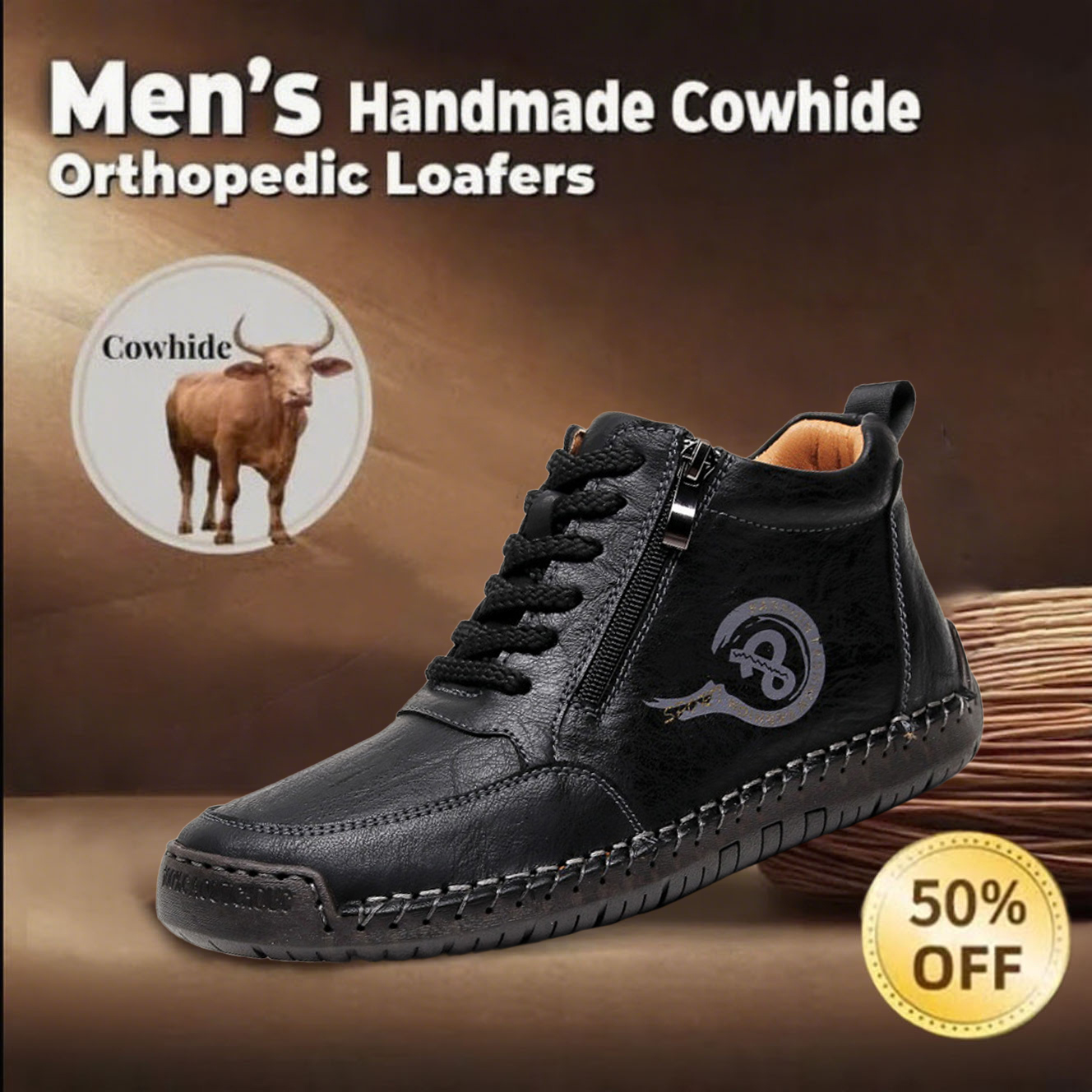 🔥Today 70% off🔥Men's handmade genuine leather British style orthopedic shoes