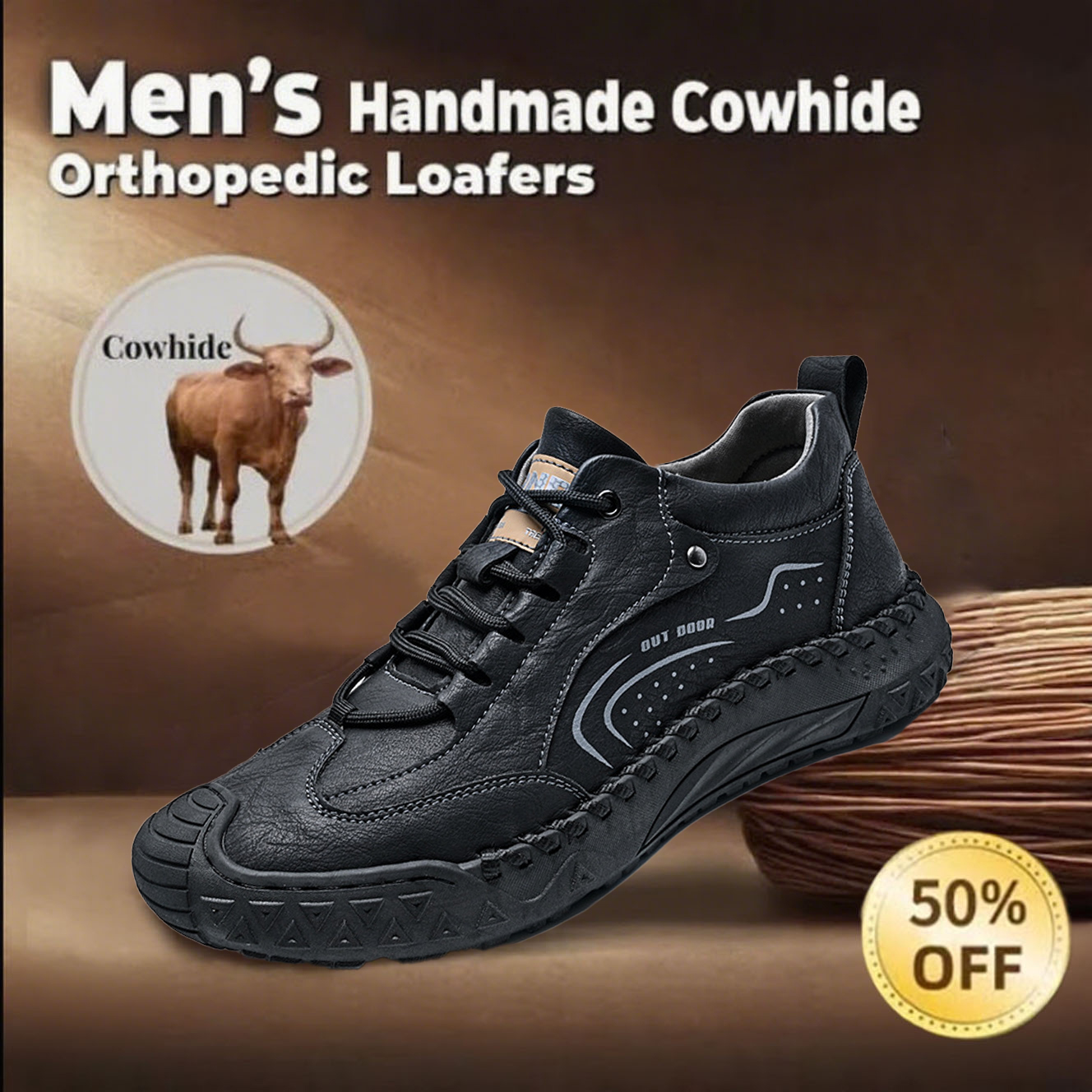 🔥On This Week Sale 50% Off🔥Handmade flat orthotic shoes for men, improving posture and relieving foot pain.