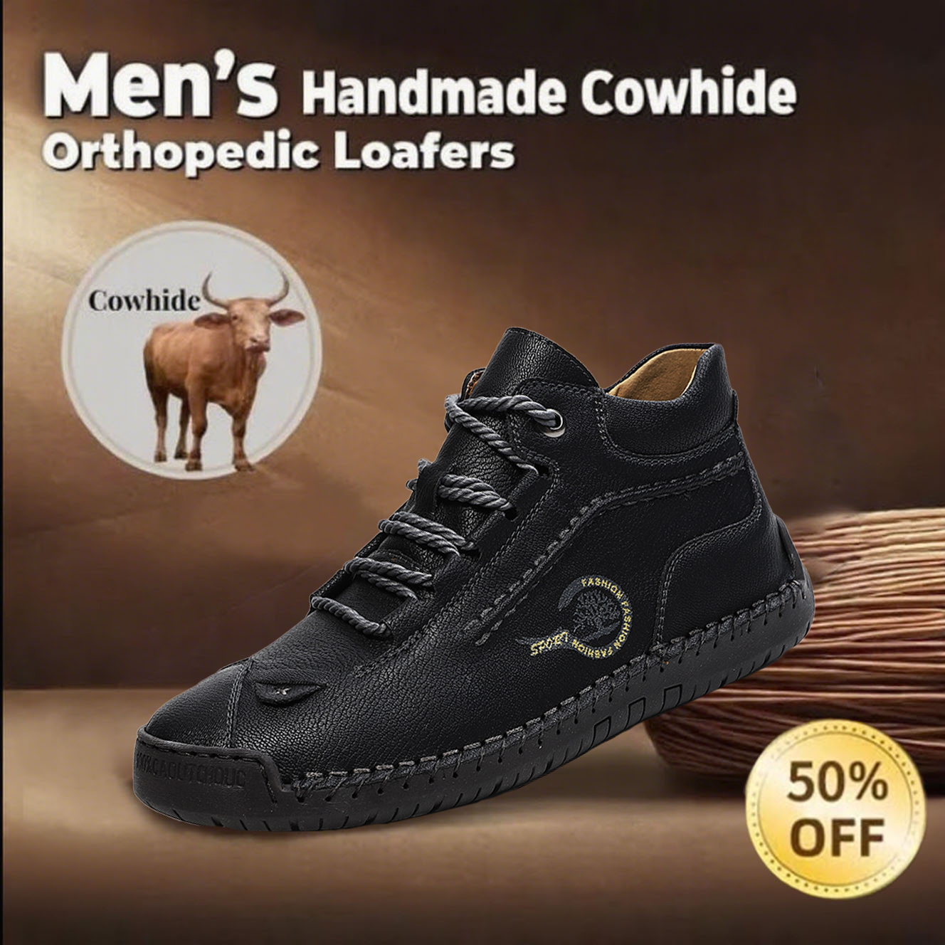 🔥Today 55% off🔥Men's hand-stitched genuine leather orthopedic shoes