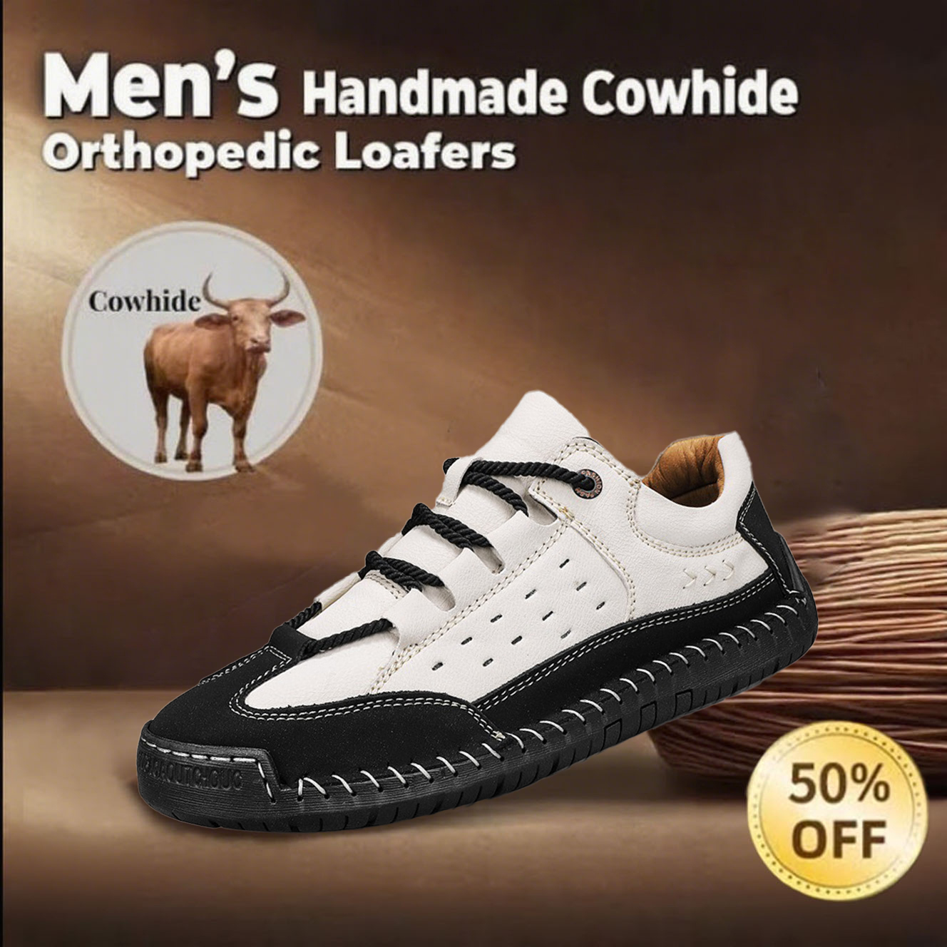 🔥Today 70% off🔥Men's handmade genuine leather orthopedic shoes to relieve foot pain