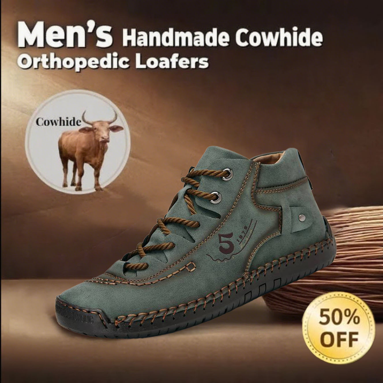 ⏰Last Day! 70% OFF 🔥Men's genuine leather orthopedic handmade shoes