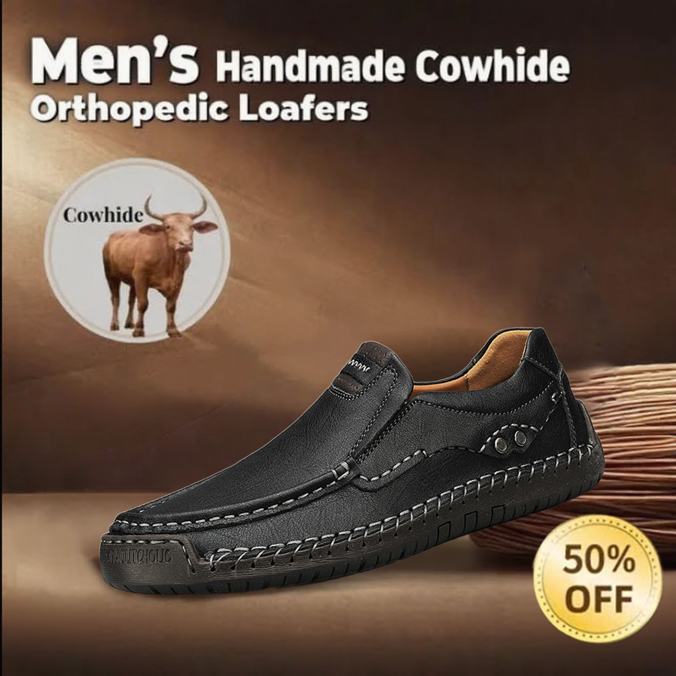 ⏰ 70% off - 🔥 Men's Handmade Genuine Leather Slip-On Loafers