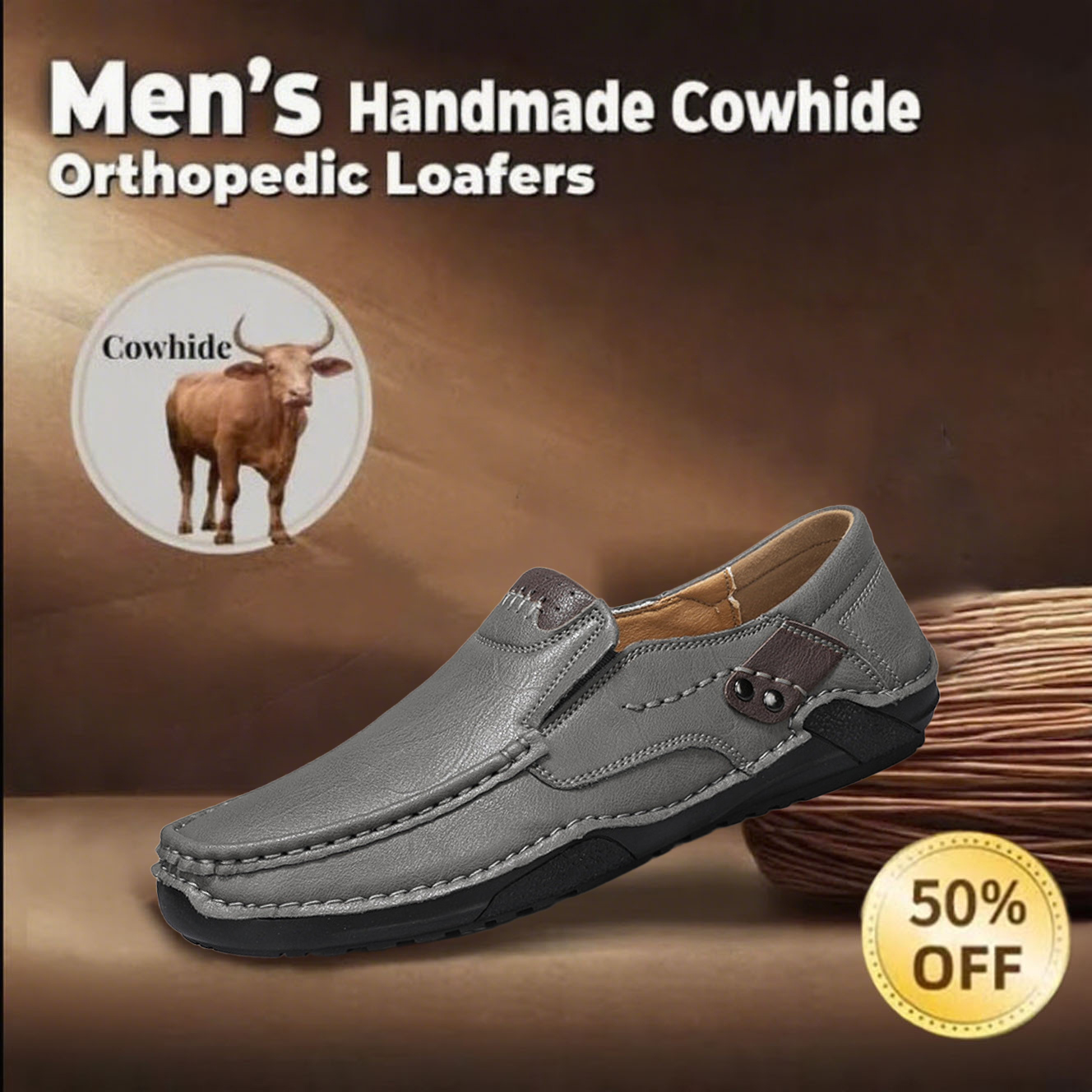 ⏰ 70% off - 2025 Newest 🔥 Men's Handmade Genuine Leather Slip-On Loafers
