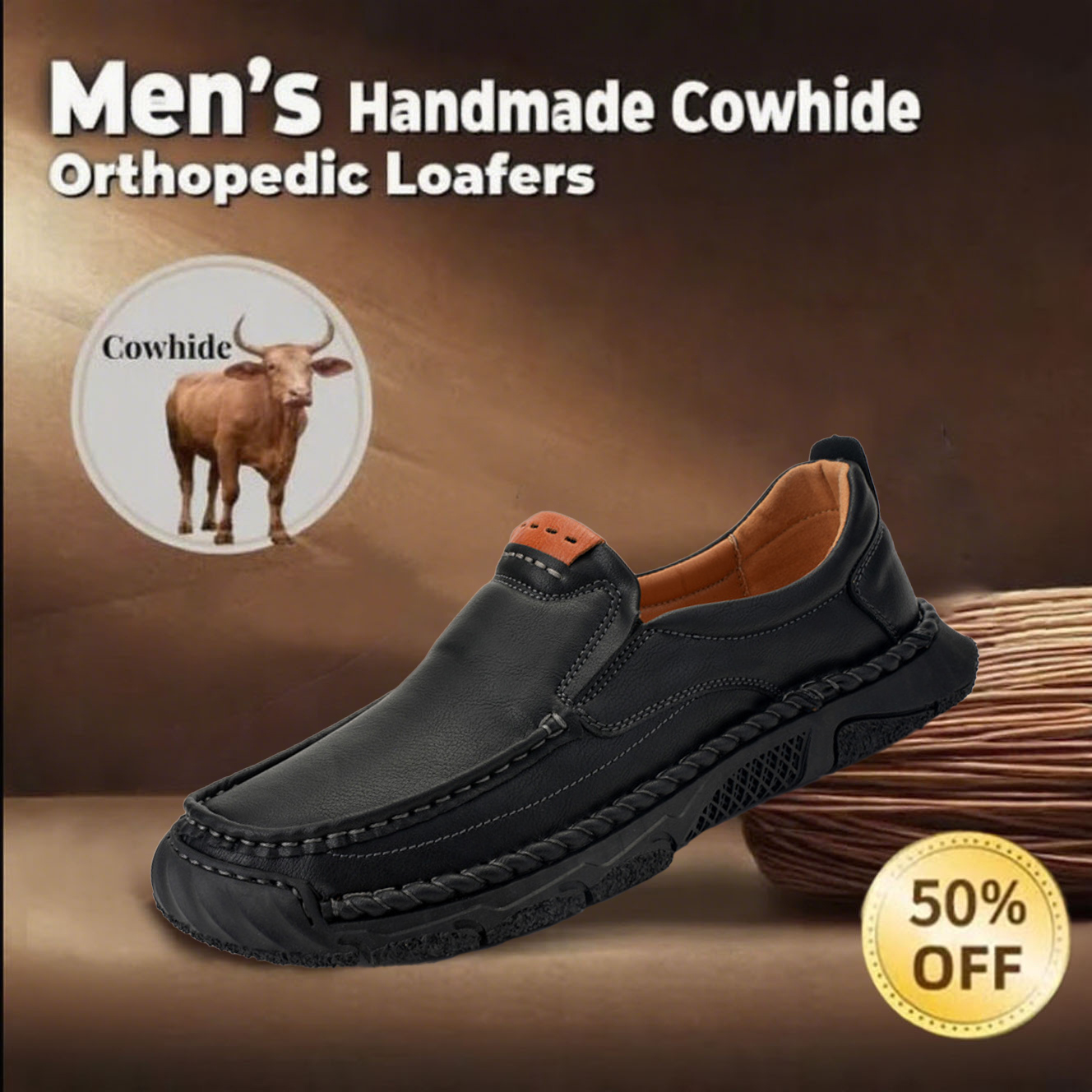 🔥Hot Sale🎉Handmade soft-soled orthotic shoes for men