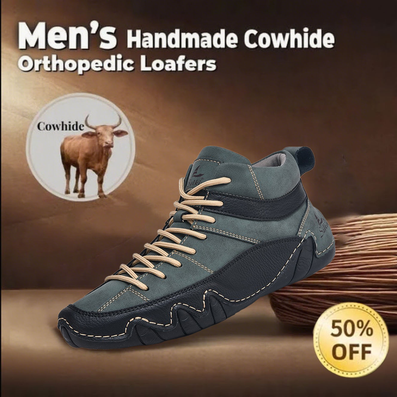 Last day 50% off 🔥Men's handmade orthopedic loafers