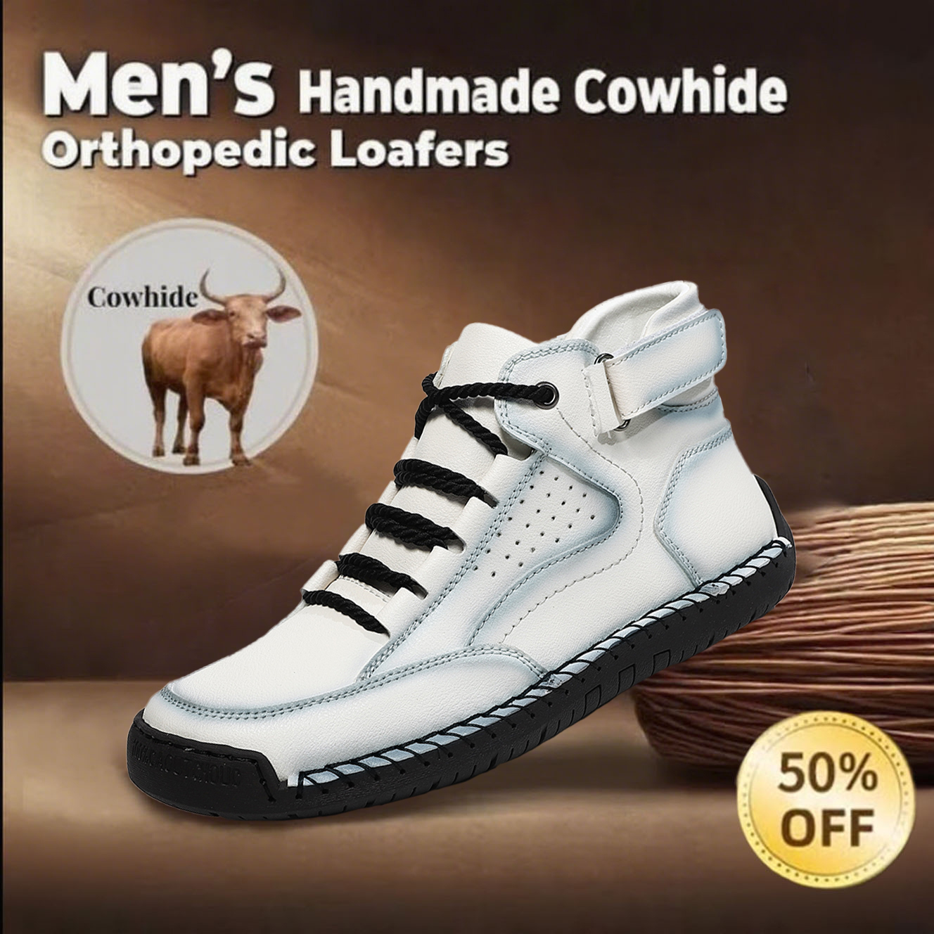 ⏰ 70% off -Men's handmade non-slip orthotic shoes, wide toe design