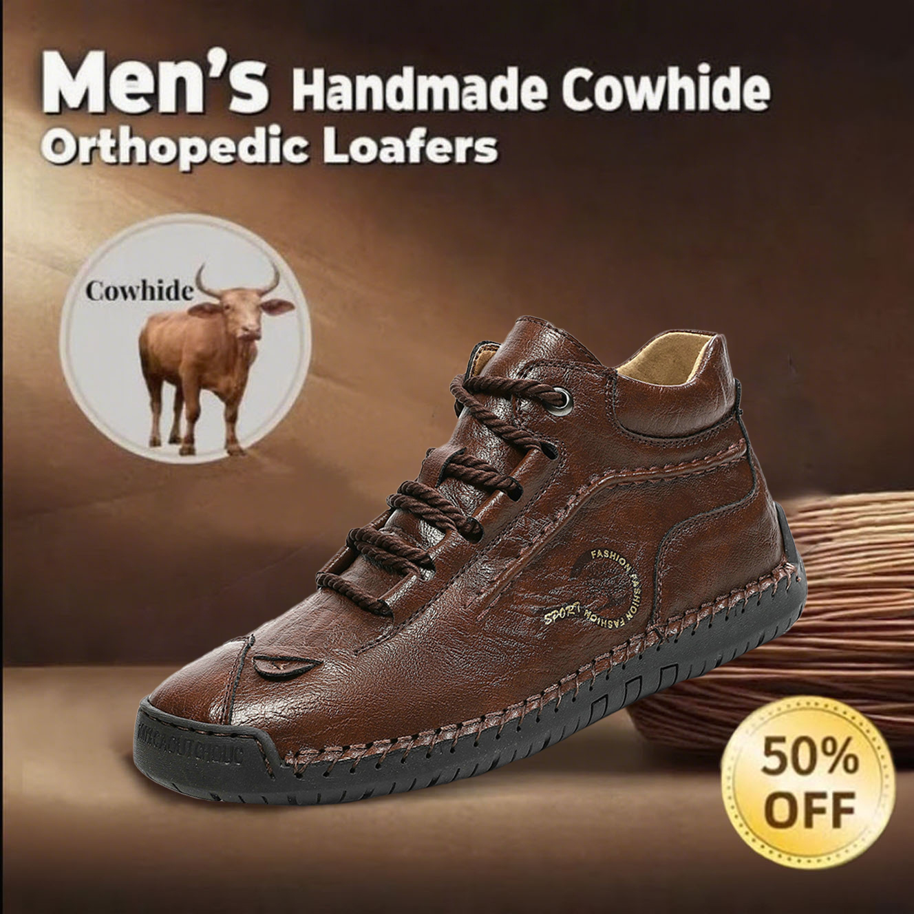 🔥Today 55% off🔥Men's hand-stitched genuine leather orthopedic shoes