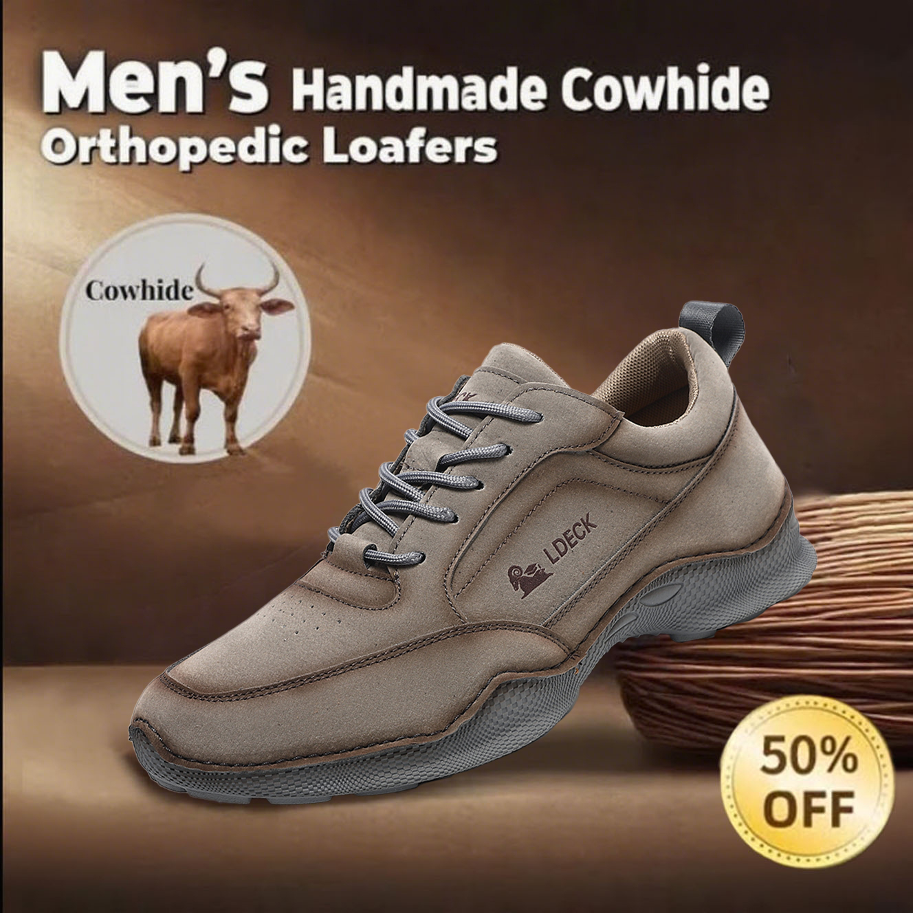 ⏰ 65% off -Men's handmade genuine leather slip-on outdoor flat orthopedic loafers