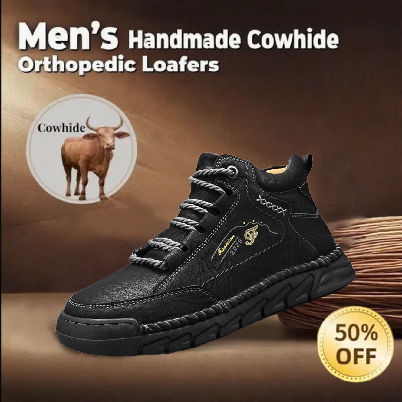 🔥Hot selling🔥Men's genuine leather waterproof non-slip outdoor casual shoes