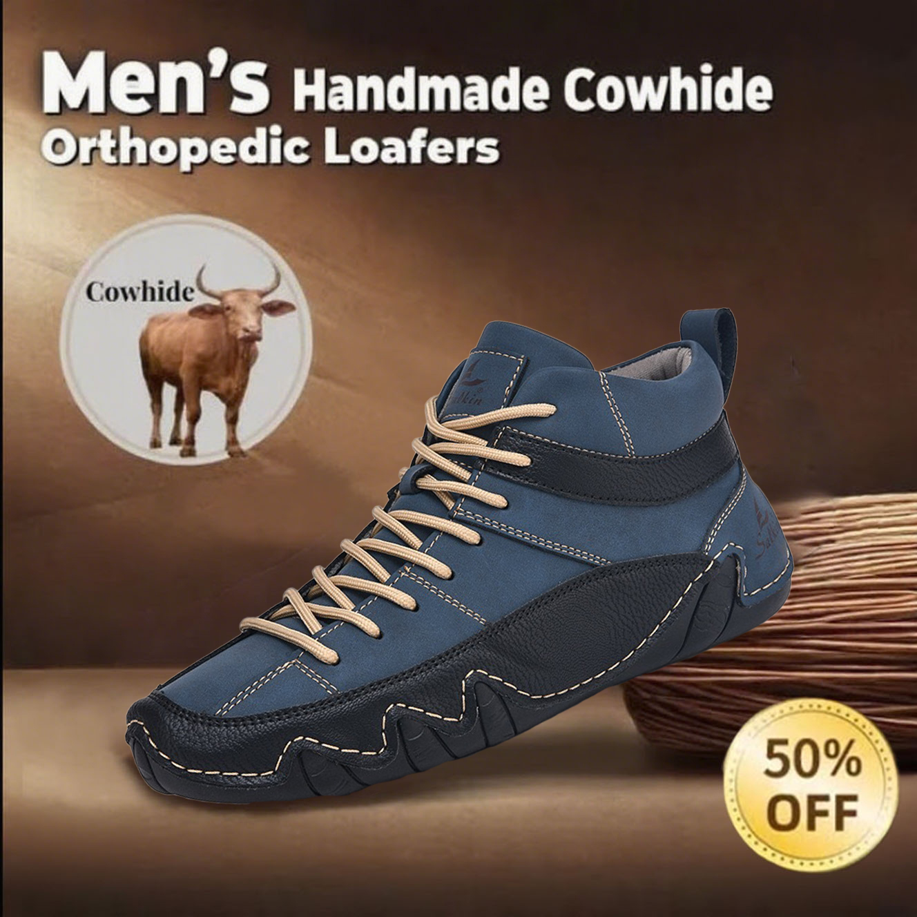 Last day 50% off 🔥Men's handmade orthopedic loafers