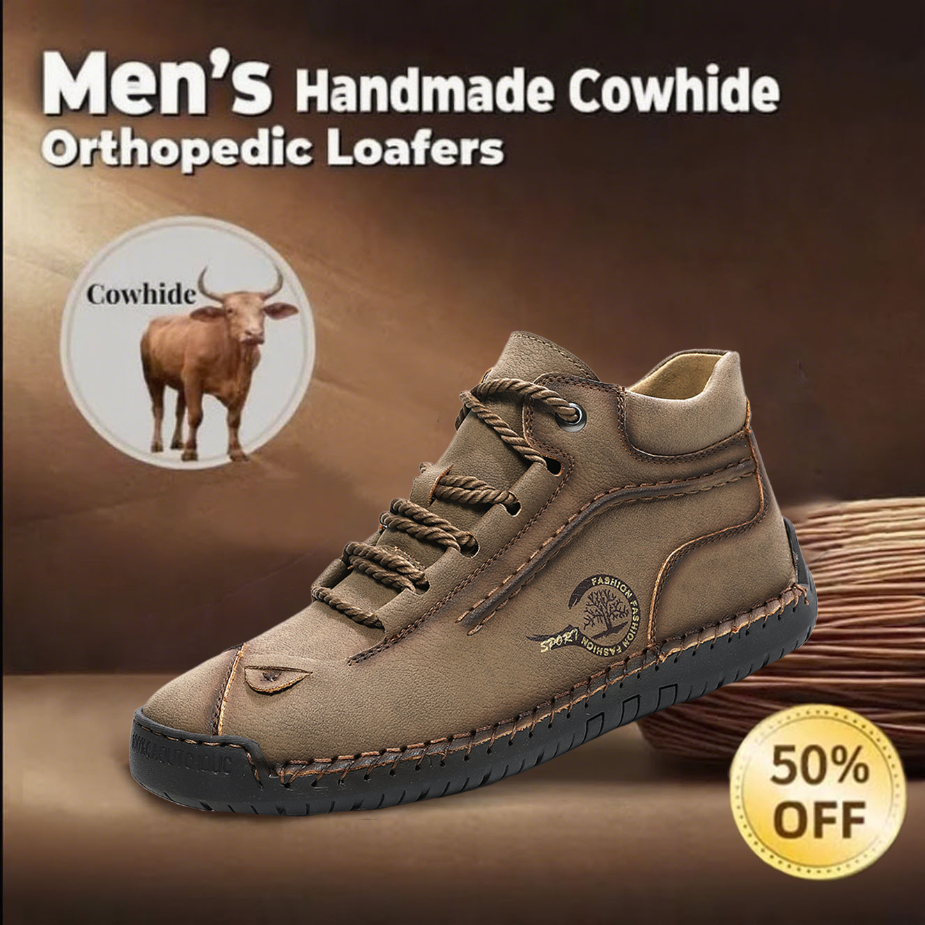 🔥Today 55% off🔥Men's hand-stitched genuine leather orthopedic shoes