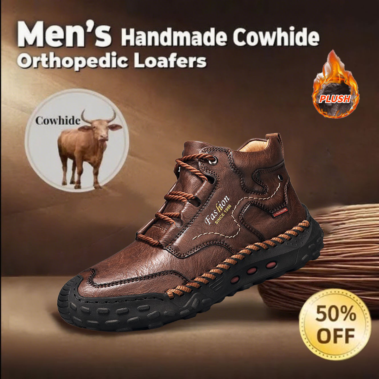 🔥50% off today only🔥Men's genuine leather non-slip corrective shoes to relieve walking pain