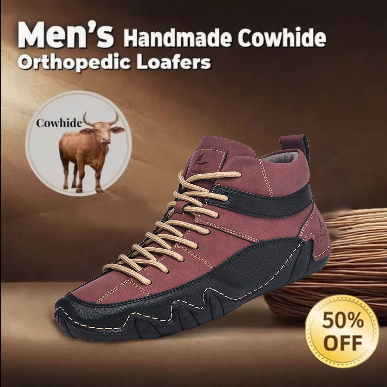 Last day 50% off 🔥Men's handmade orthopedic loafers