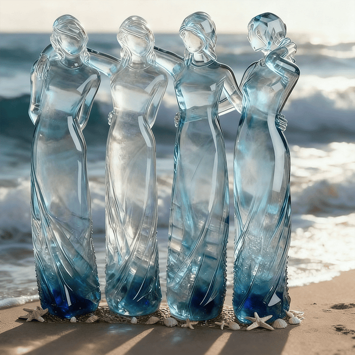 🔥LAST DAY 49% OFF🌊Sea Glass Sisters Sculpture - Sisters by My Side, Celebrates Friendships