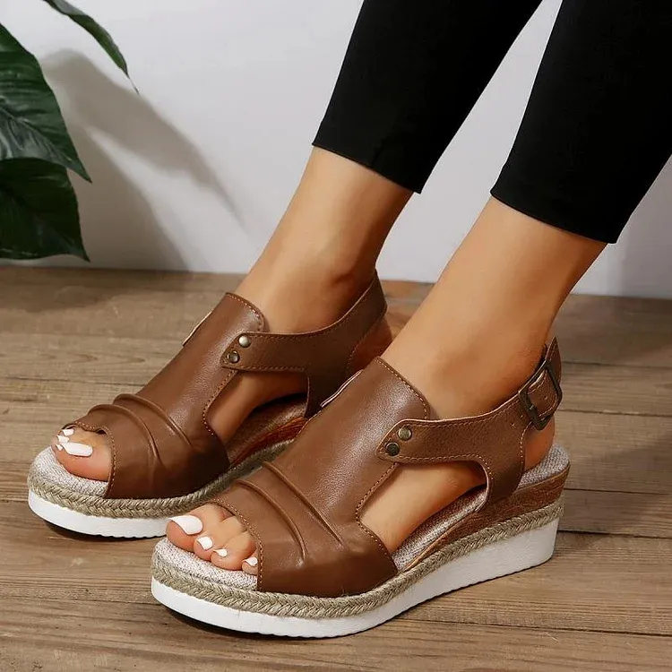 🔥Last day 70% off 🔥Women's Thick-Soled Buckle Wedge Sandals